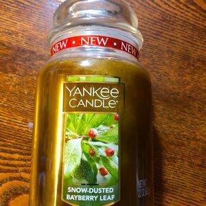 Yankee Candle Snow-Dusted Bayberry Leaf Jar - Green and Red